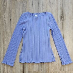 a new day Periwinkle Pleated Long-Sleeve Top